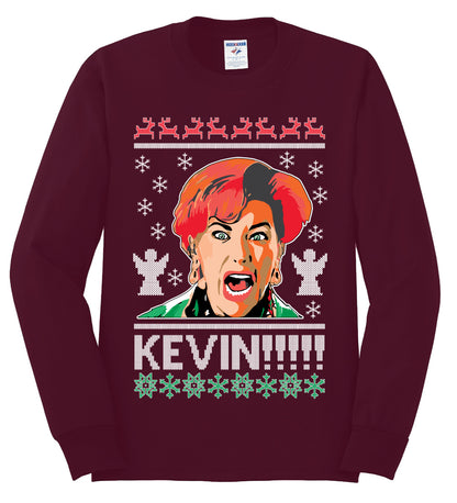 Kevin!!! Xmas Movie Classic, Christmas Gifts, Funny Xmas Gift Idea, Ugly Christmas Sweater Mens Long Sleeve Shirt