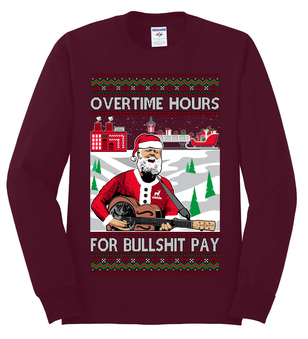 Overtime Hours Rich Men North of Richmond, Christmas Gifts, Funny Xmas Gift Idea, Ugly Christmas Sweater Mens Long Sleeve Shirt