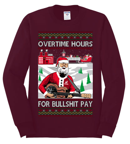 Overtime Hours Rich Men North of Richmond, Christmas Gifts, Funny Xmas Gift Idea, Ugly Christmas Sweater Mens Long Sleeve Shirt