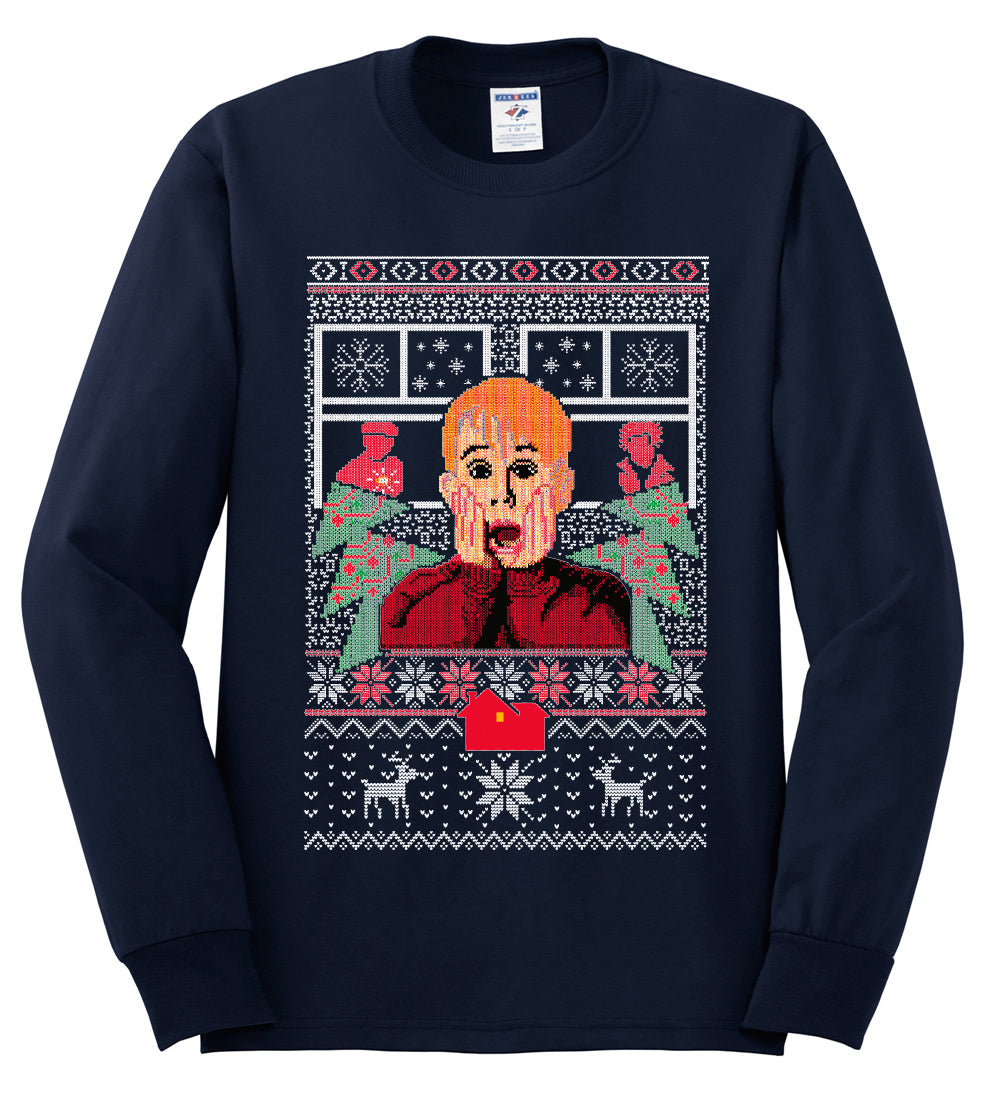 Kevin Merry Xmas Movie Fan, Christmas Gifts, Funny Xmas Gift Idea, Ugly Christmas Sweater Mens Long Sleeve Shirt