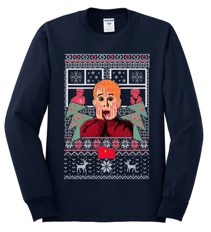 Kevin Merry Xmas Movie Fan, Christmas Gifts, Funny Xmas Gift Idea, Ugly Christmas Sweater Mens Long Sleeve Shirt