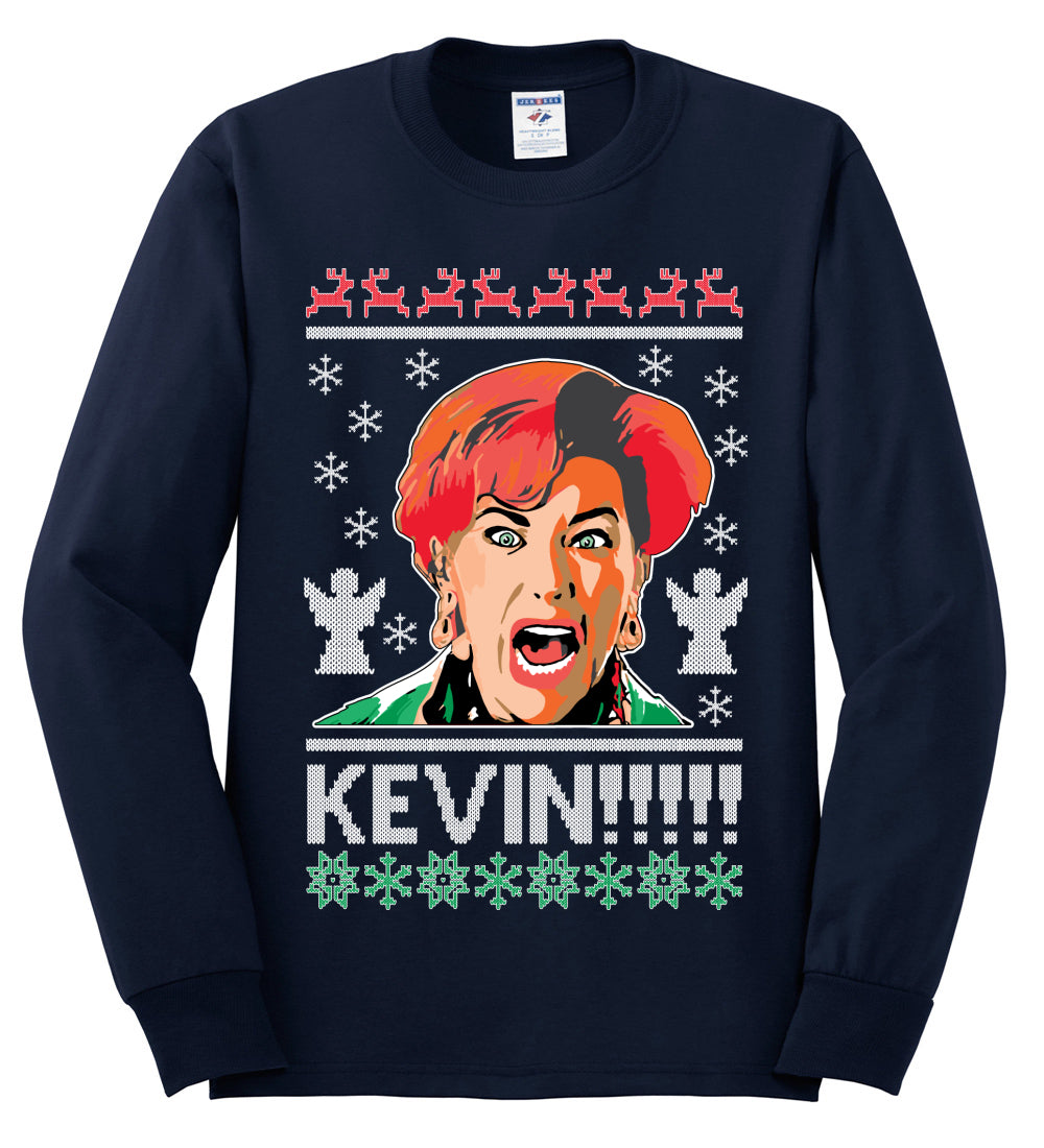 Kevin!!! Xmas Movie Classic, Christmas Gifts, Funny Xmas Gift Idea, Ugly Christmas Sweater Mens Long Sleeve Shirt
