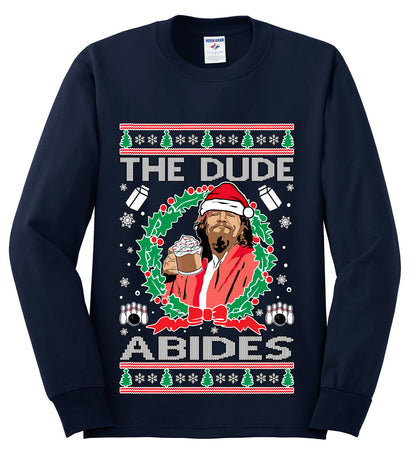 Big Lebowski - The Dude Abides, Christmas Gifts, Funny Xmas Gift Idea, Ugly Christmas Sweater Mens Long Sleeve Shirt