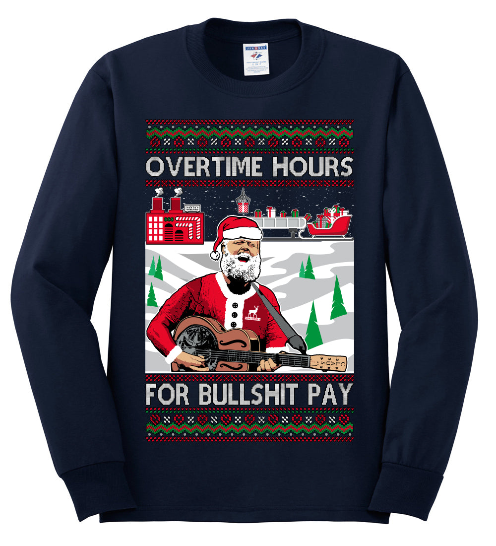 Overtime Hours Rich Men North of Richmond, Christmas Gifts, Funny Xmas Gift Idea, Ugly Christmas Sweater Mens Long Sleeve Shirt