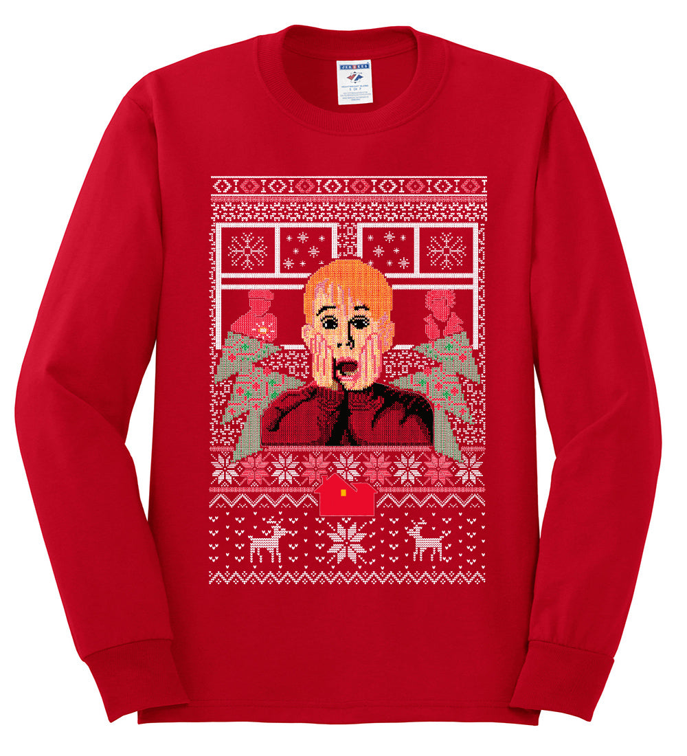 Kevin Merry Xmas Movie Fan, Christmas Gifts, Funny Xmas Gift Idea, Ugly Christmas Sweater Mens Long Sleeve Shirt