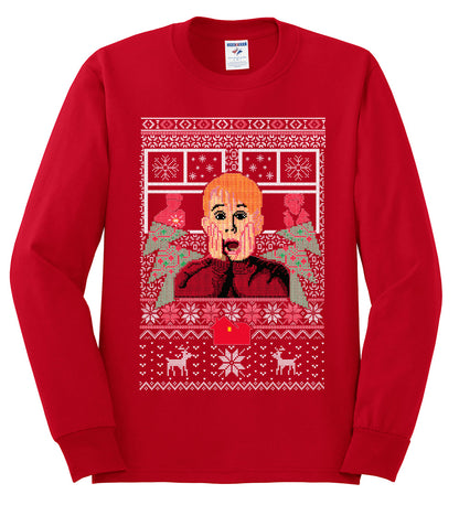 Kevin Merry Xmas Movie Fan, Christmas Gifts, Funny Xmas Gift Idea, Ugly Christmas Sweater Mens Long Sleeve Shirt