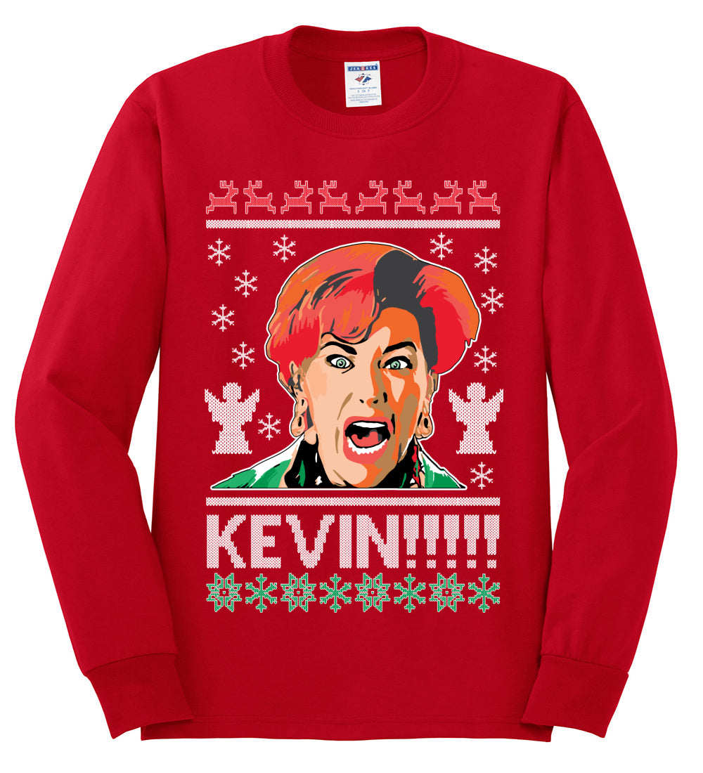 Kevin!!! Xmas Movie Classic, Christmas Gifts, Funny Xmas Gift Idea, Ugly Christmas Sweater Mens Long Sleeve Shirt