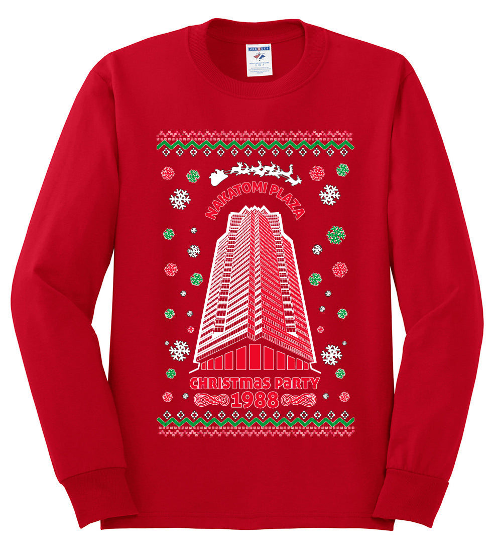 Ugly Unisex Crewneck Christmas Sweater 1988 Nakatomi Plaza Christmas Party  Ugly Christmas Sweater Mens Long Sleeve Shirt