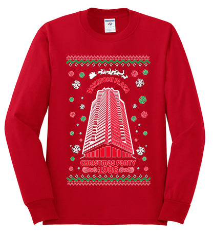 Ugly Unisex Crewneck Christmas Sweater 1988 Nakatomi Plaza Christmas Party  Ugly Christmas Sweater Mens Long Sleeve Shirt