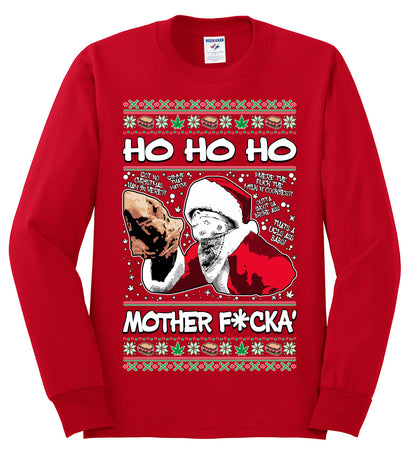 Friday Hood Santa , Merry Christmas Tee, Ugly Christmas,  Sweater Mens Long Sleeve Shirt