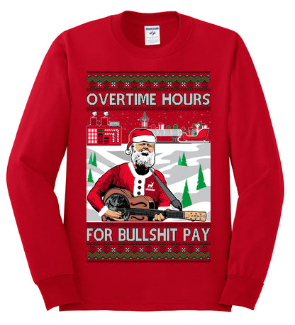 Overtime Hours Rich Men North of Richmond, Christmas Gifts, Funny Xmas Gift Idea, Ugly Christmas Sweater Mens Long Sleeve Shirt