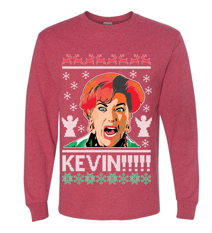 Kevin!!! Xmas Movie Classic, Christmas Gifts, Funny Xmas Gift Idea, Ugly Christmas Sweater Mens Long Sleeve Shirt