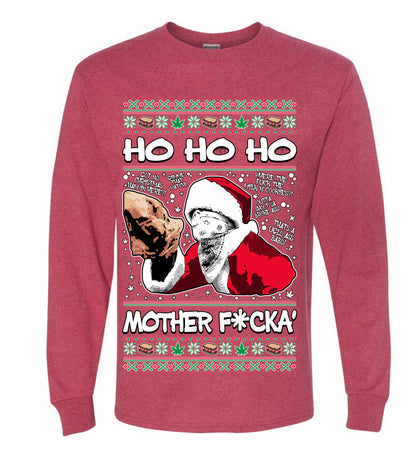 Friday Hood Santa , Merry Christmas Tee, Ugly Christmas,  Sweater Mens Long Sleeve Shirt