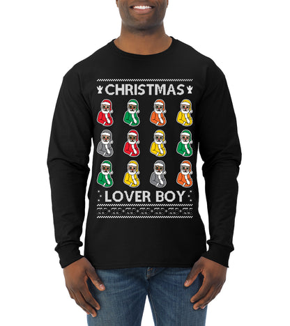 Christmas Lover Boy Funny Santa Rapper, Christmas Gifts, Funny Xmas Gift Idea, Ugly Christmas Sweater Mens Long Sleeve Shirt
