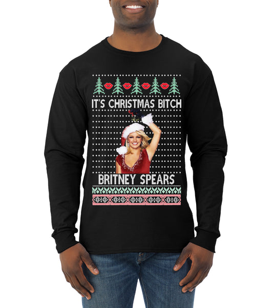 It's Christmas Bitch Britney, Christmas Gifts, Funny Xmas Gift Idea, Ugly Christmas  Mens Long Sleeve Shirt