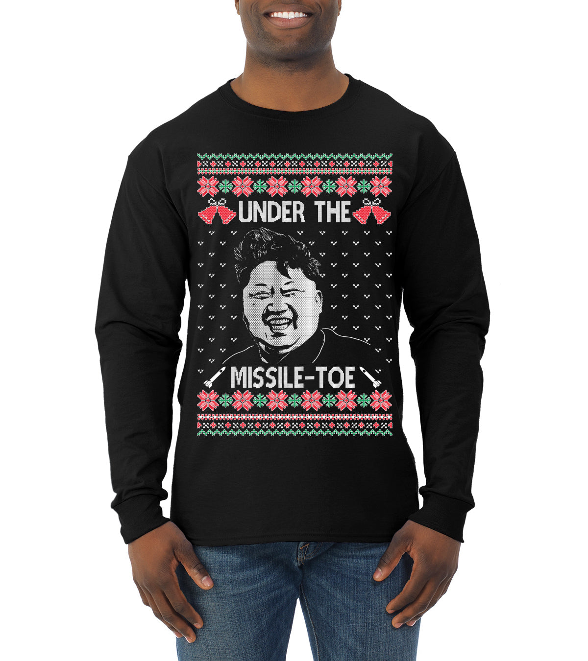 Under The Missle Toe ,Christmas Gifts, Funny Xmas Gift Idea, Ugly Christmas Sweater Mens Long Sleeve Shirt