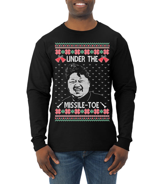 Under The Missle Toe ,Christmas Gifts, Funny Xmas Gift Idea, Ugly Christmas Sweater Mens Long Sleeve Shirt