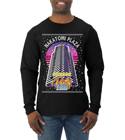 Retro Nakatomi Plaza 1988 Holiday Party, Xmas Movie, Christmas Gifts, Funny Xmas Gift Idea, Ugly Christmas  Mens Long Sleeve Shirt