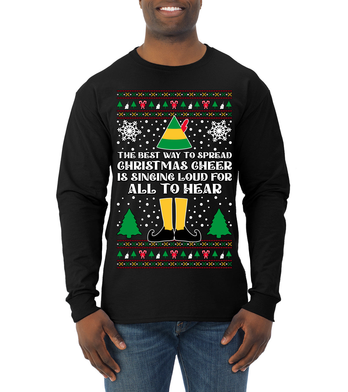 Spread Christmas Cheer Sing Loud For All To Hear, Christmas Gifts, Funny Xmas Gift Idea, Ugly Christmas Sweater Mens Long Sleeve Shirt