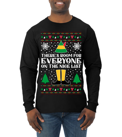 Room For Everyone On The Nice List Christmas Movie Quote, Christmas Gifts, Funny Xmas Gift Idea, Ugly Christmas Sweater Mens Long Sleeve Shirt