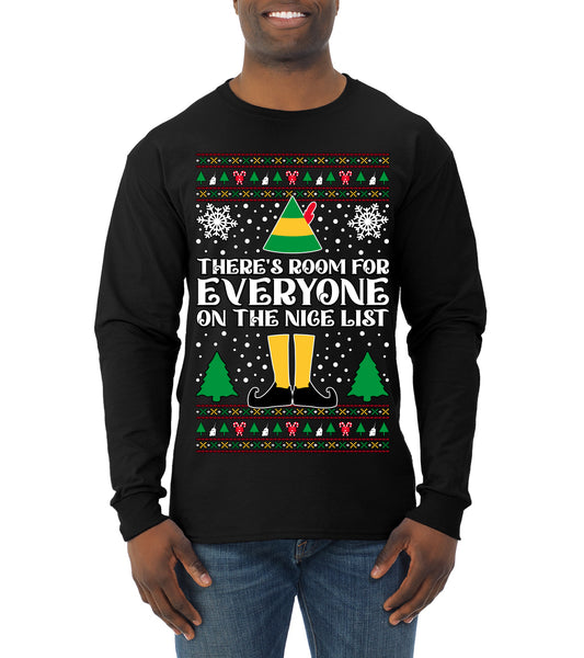 Room For Everyone On The Nice List Christmas Movie Quote, Christmas Gifts, Funny Xmas Gift Idea, Ugly Christmas Sweater Mens Long Sleeve Shirt