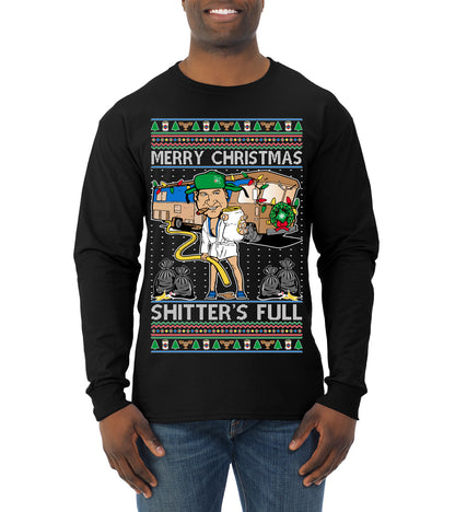 Merry Christmas Shitter's Full Ugly Christmas Sweater, Christmas Gifts, Funny Xmas Gift Idea, Mens Long Sleeve Shirt