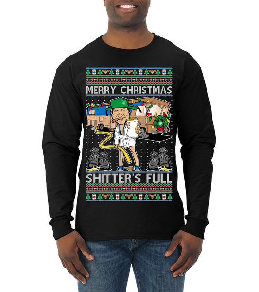 Merry Christmas Shitter's Full Ugly Christmas Sweater, Christmas Gifts, Funny Xmas Gift Idea, Mens Long Sleeve Shirt