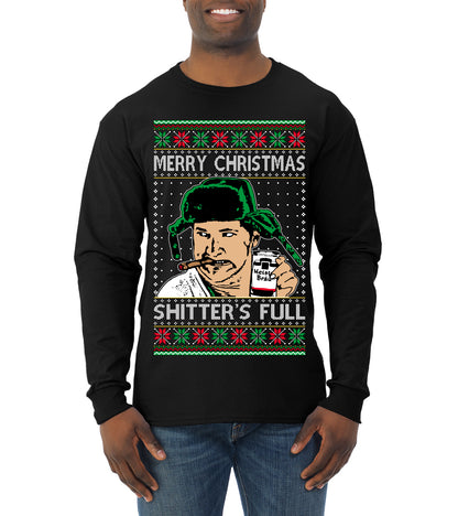Shitter's Full Cousin Eddie Christmas Family Vacation Ugly Christmas Sweater, Christmas Gifts, Funny Xmas Gift Idea, Mens Long Sleeve Shirt