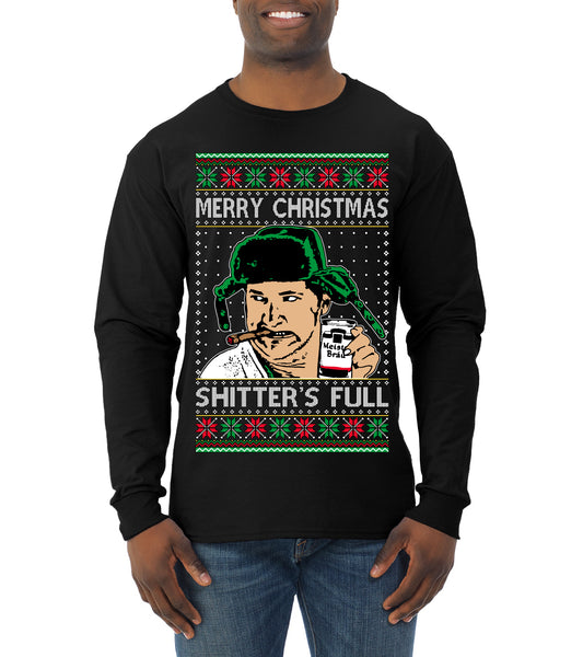 Shitter's Full Cousin Eddie Christmas Family Vacation Ugly Christmas Sweater, Christmas Gifts, Funny Xmas Gift Idea, Mens Long Sleeve Shirt