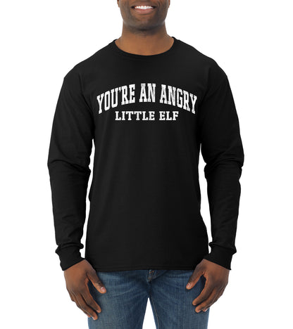 Vintage Movie Quote You're An Angry Little Elf, Christmas Gifts, Funny Xmas Gift Idea, Ugly Christmas Sweater Mens Long Sleeve Shirt