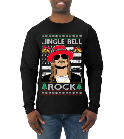 Kid RapperJingle Bell Rock  Country Music, Christmas Gifts, Funny Xmas Gift Idea Ugly Christmas Sweater Mens Long Sleeve Shirt