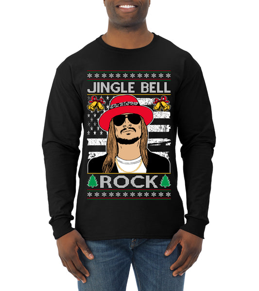 Kid RapperJingle Bell Rock  Country Music, Christmas Gifts, Funny Xmas Gift Idea Ugly Christmas Sweater Mens Long Sleeve Shirt