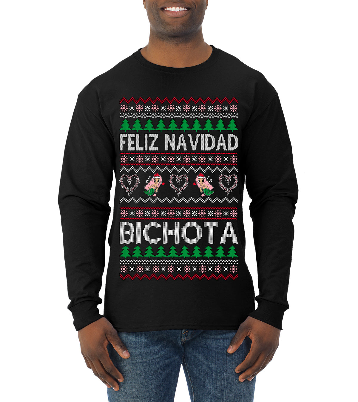 Feliz Navidad Bichota, Christmas Gifts, Funny Xmas Gift Idea, Ugly Christmas Sweater Mens Long Sleeve Shirt