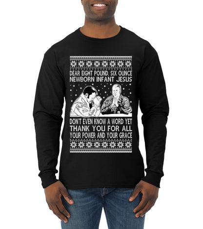 8 Pound 6 Ounce Baby Jesus Shake and Bake, Birthday Jesus,Christmas Gifts, Funny Xmas Gift Idea, Ugly Christmas Sweater Mens Long Sleeve Shirt