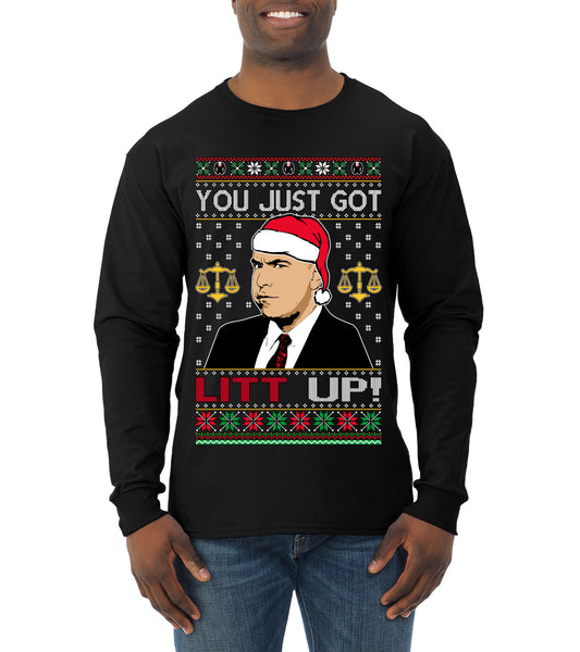 Just Got Litt Up Louis, TV Series, Christmas Gifts, Funny Xmas Gift Idea, Ugly Christmas Sweater Mens Long Sleeve Shirt