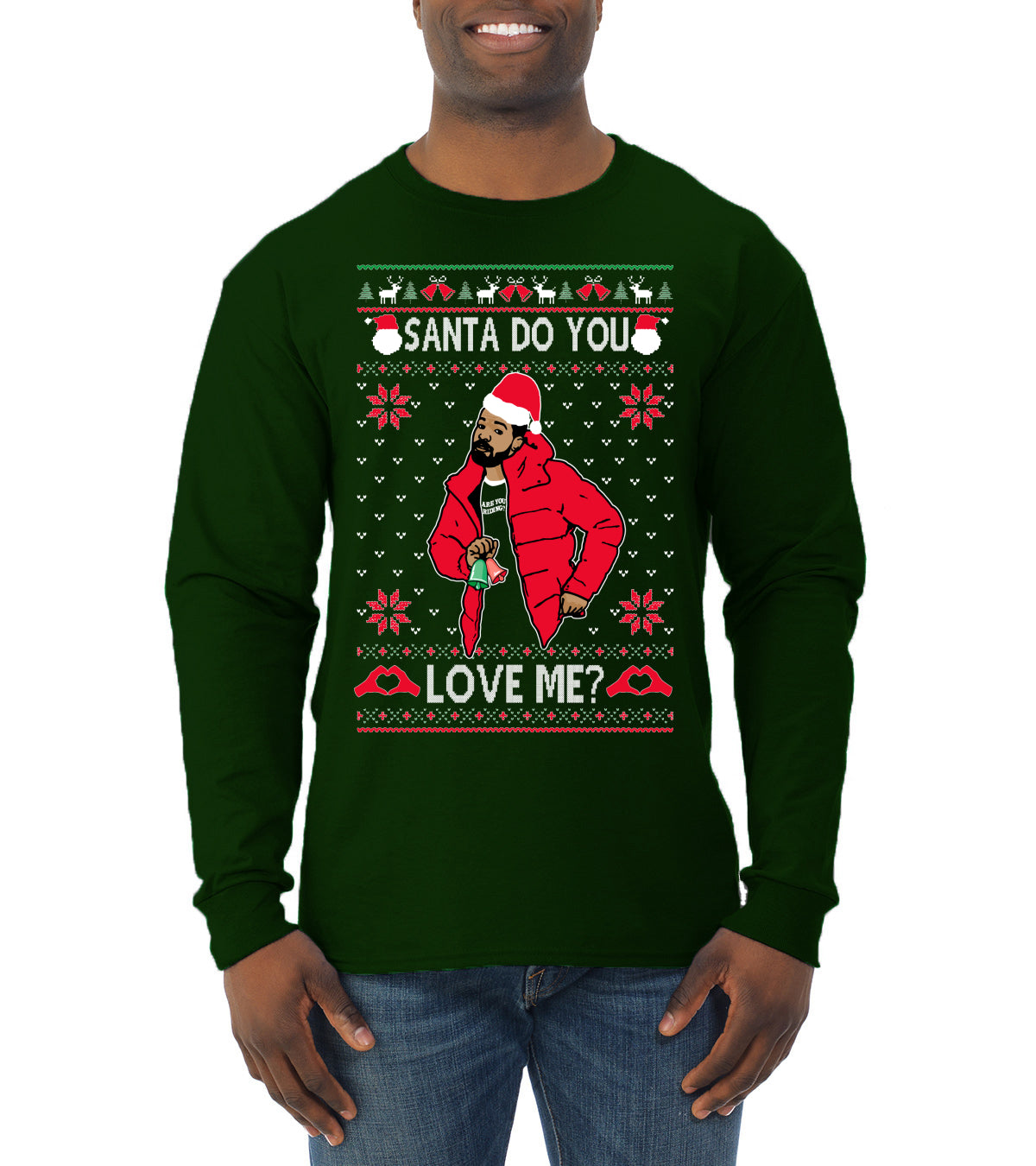 Santa Do You Love Me? White, Christmas Gifts, Funny Xmas Gift Idea, Ugly Christmas Sweater Mens Long Sleeve Shirt