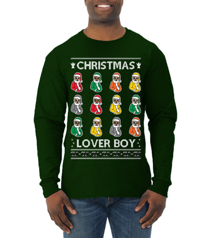 Christmas Lover Boy Funny Santa Rapper, Christmas Gifts, Funny Xmas Gift Idea, Ugly Christmas Sweater Mens Long Sleeve Shirt