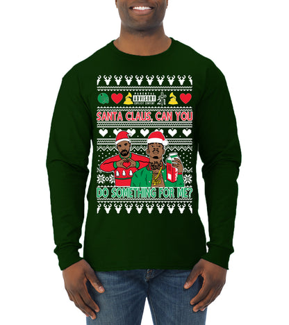 Santa Claus, Can You Do Something For Me? ,Christmas Gifts, Funny Xmas Gift Idea, Ugly Christmas Sweater Mens Long Sleeve Shirt