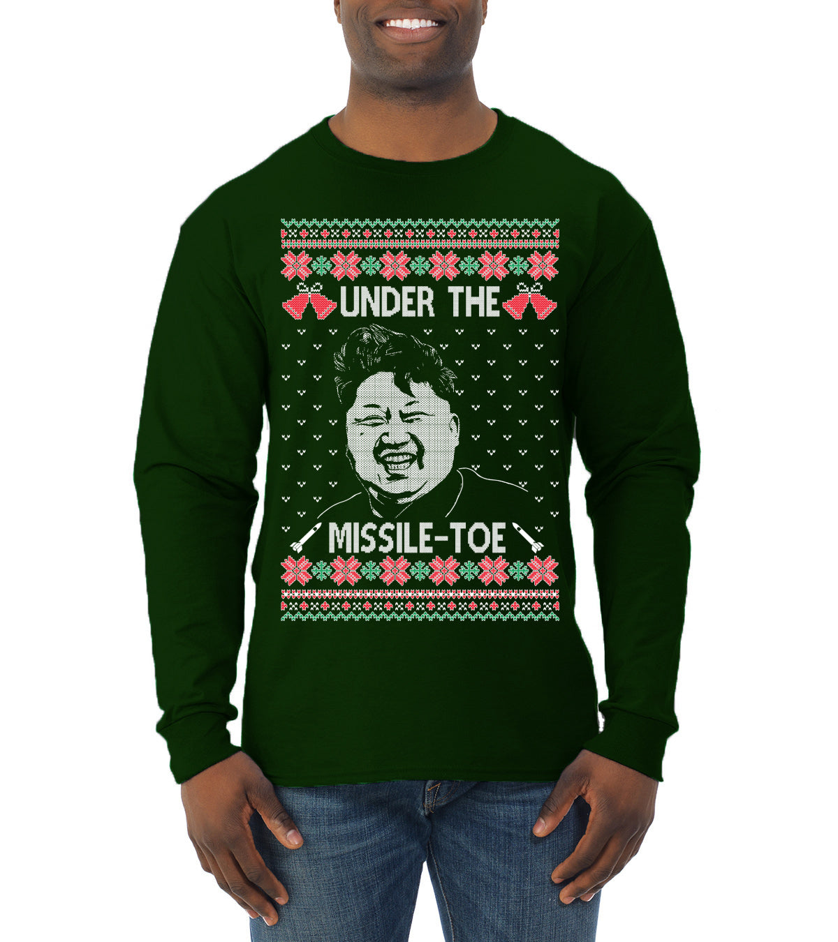 Under The Missle Toe ,Christmas Gifts, Funny Xmas Gift Idea, Ugly Christmas Sweater Mens Long Sleeve Shirt