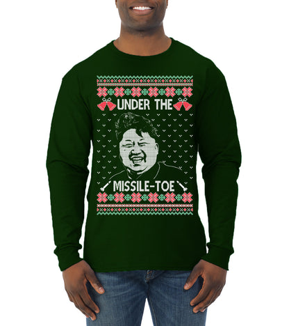 Under The Missle Toe ,Christmas Gifts, Funny Xmas Gift Idea, Ugly Christmas Sweater Mens Long Sleeve Shirt