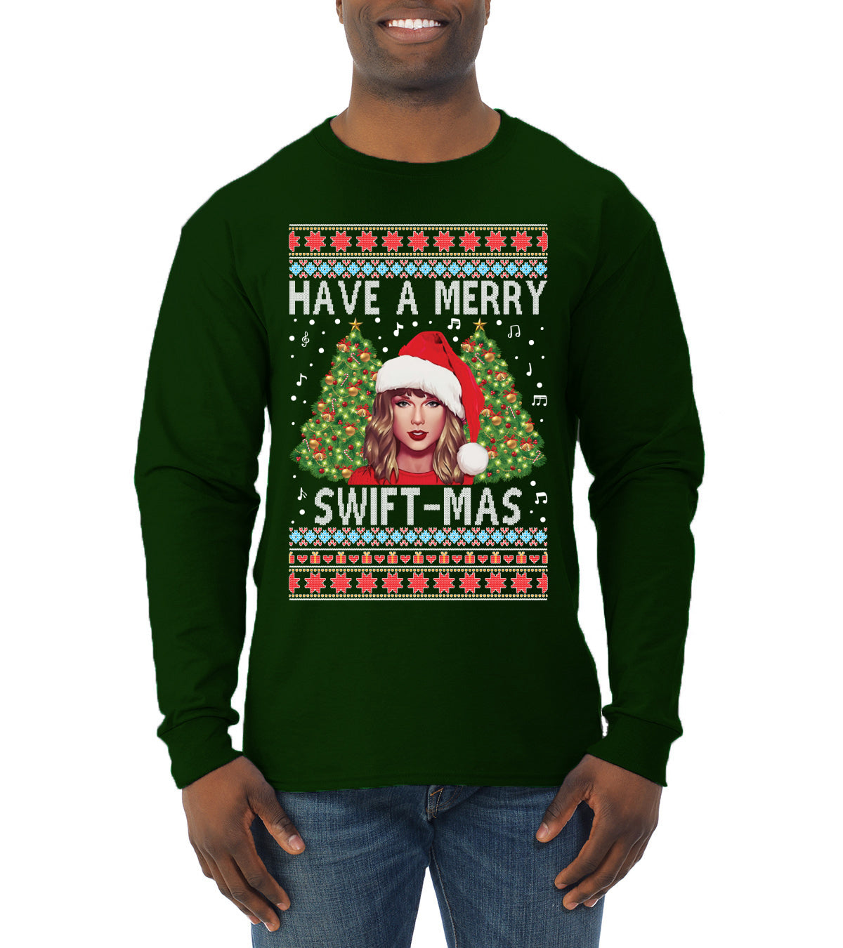 Merry Swiftmas Christmas Sweater, Christmas Gifts, Funny Xmas Gift Idea, Swiftie shirt Ugly Christmas Sweater Mens Long Sleeve Shirt