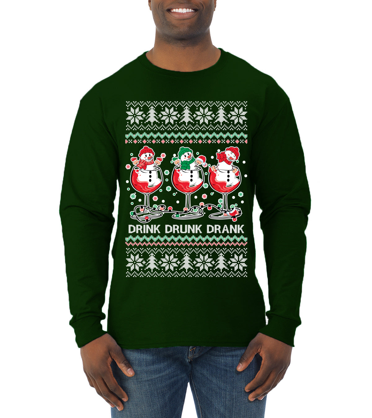 Holiday Spirits Drink Drank Drunk Snowmen, Christmas Gifts, Funny Xmas Gift Idea, Ugly Christmas  Mens Long Sleeve Shirt