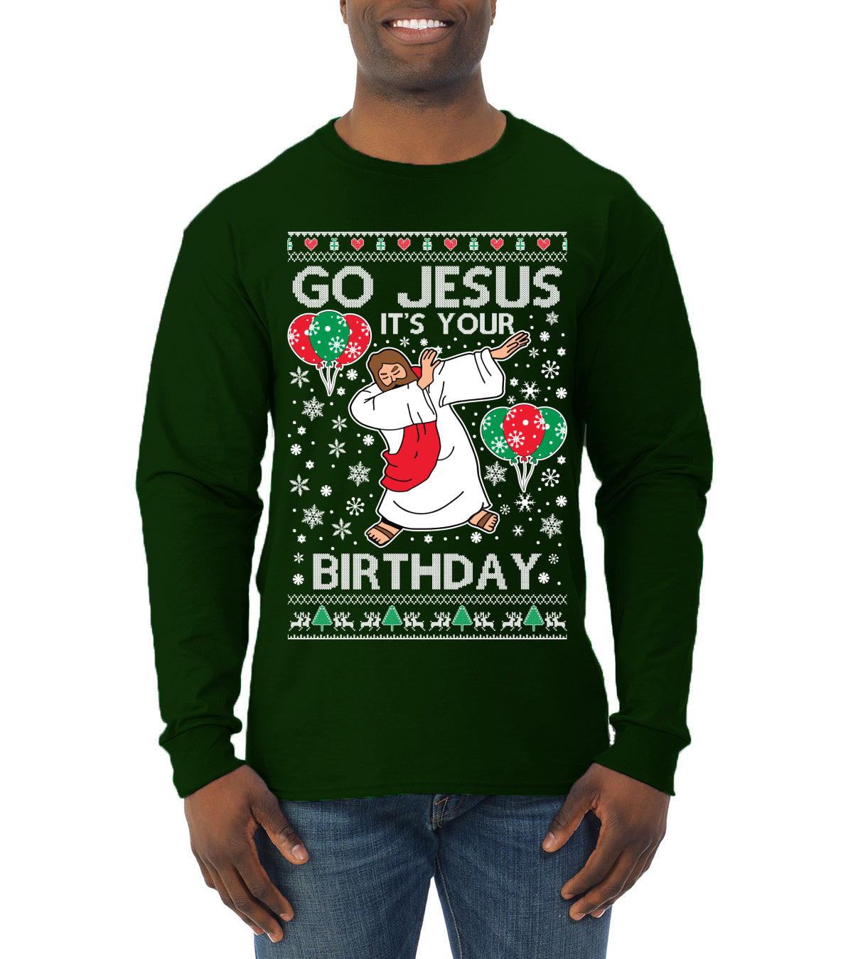 Go Jesus It's Your Birthday, Jesus Birthday, Christmas Gifts, Funny Xmas Gift Idea, Ugly Christmas  Mens Long Sleeve Shirt