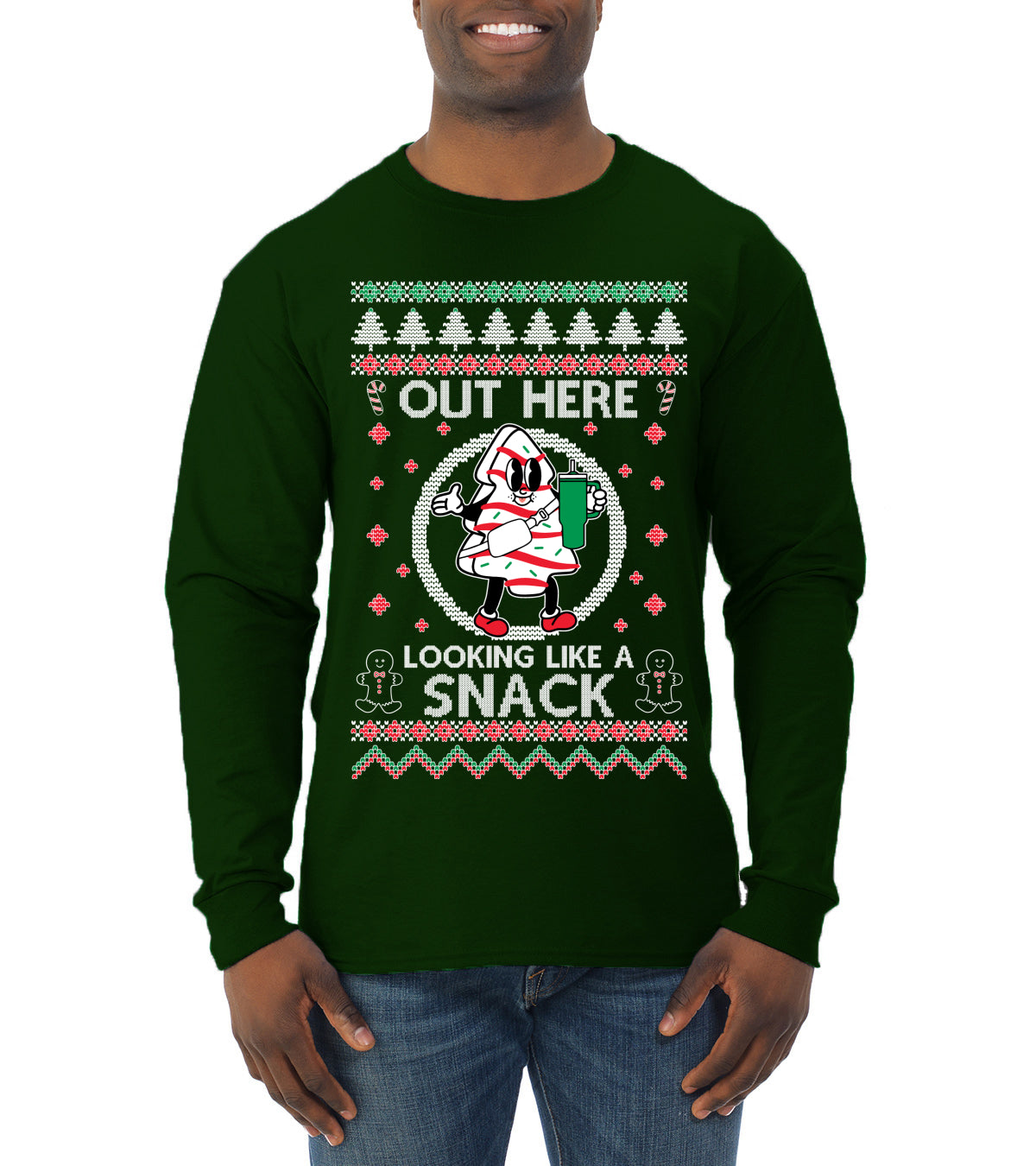 Out Here Looking Like A Snack Cookie, Funny Christmas, Christmas Gifts, Funny Xmas Gift Idea, Ugly Christmas  Mens Long Sleeve Shirt