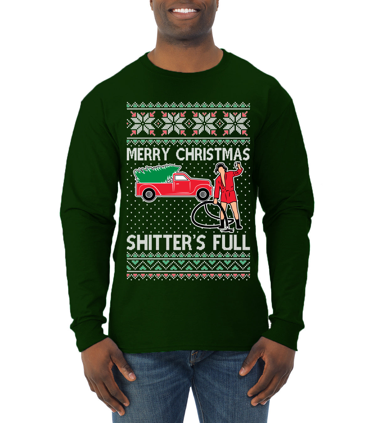 Cousin Eddie Merry Christmas Shitter's Full, Funny Christmas, Christmas Gifts, Funny Xmas Gift Idea, Ugly Christmas  Mens Long Sleeve Shirt