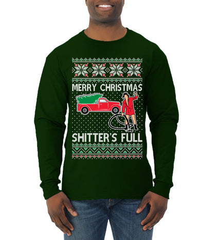 Cousin Eddie Merry Christmas Shitter's Full, Funny Christmas, Christmas Gifts, Funny Xmas Gift Idea, Ugly Christmas  Mens Long Sleeve Shirt
