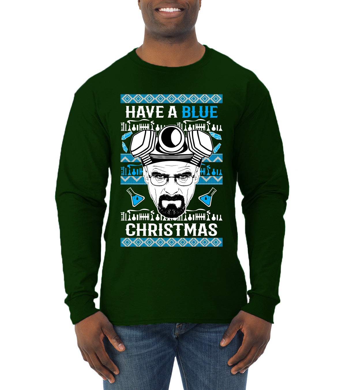 Have a Blue Christmas Walter Breaking TV Christmas, Christmas Gifts, Funny Xmas Gift Idea, Ugly Christmas Sweater Mens Long Sleeve Shirt