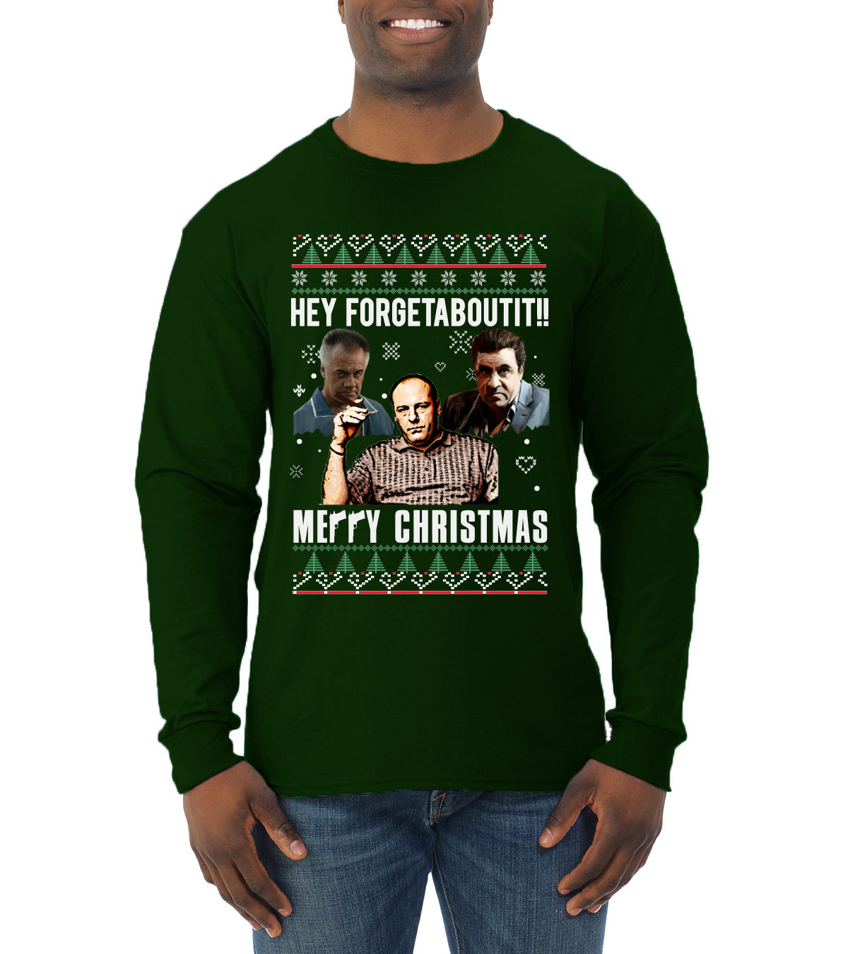 Hey Forgetabout Mery Christmas, Christmas Gifts, Funny Xmas Gift Idea, Ugly Christmas Sweater Mens Long Sleeve Shirt