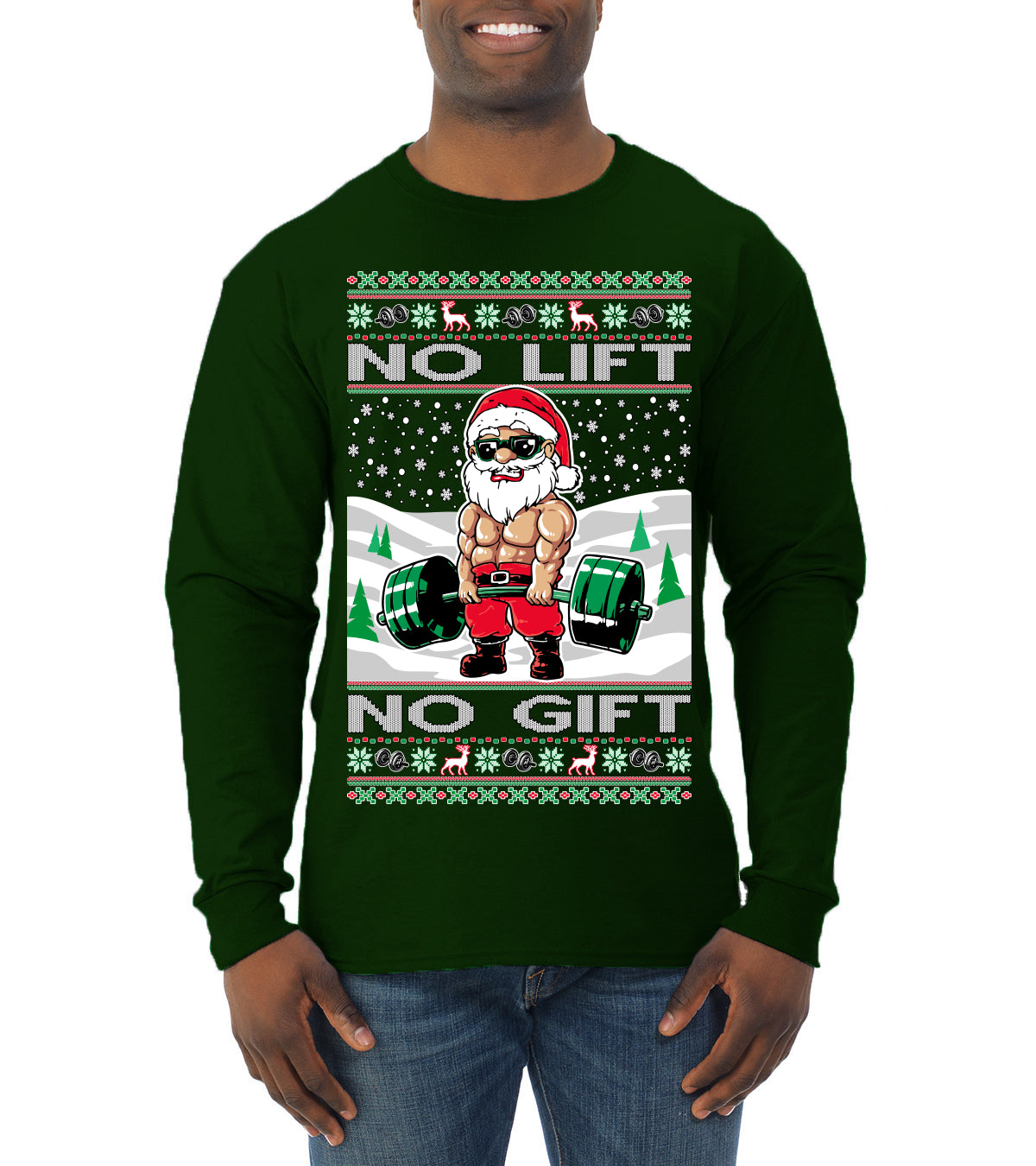 Merry Liftmas No Lift No Gift, Christmas Gifts, Funny Xmas Gift Idea, Ugly Christmas Sweater Mens Long Sleeve Shirt
