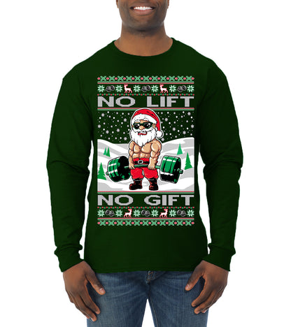 Merry Liftmas No Lift No Gift, Christmas Gifts, Funny Xmas Gift Idea, Ugly Christmas Sweater Mens Long Sleeve Shirt